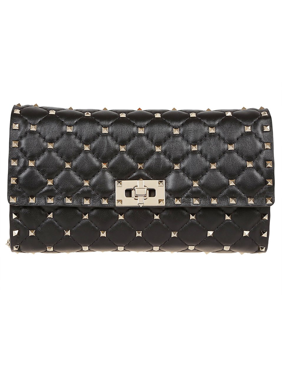 Valentino Garavani Quilted Rockstud Spike Shoulder Bag in Soft Lamb Nappa Zwart