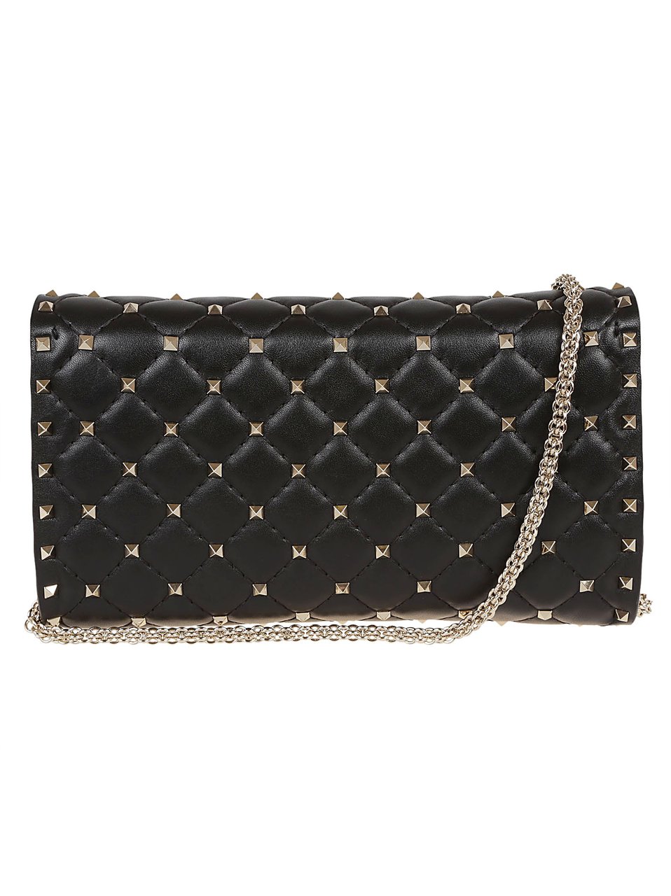 Valentino Garavani Quilted Rockstud Spike Shoulder Bag in Soft Lamb Nappa Zwart