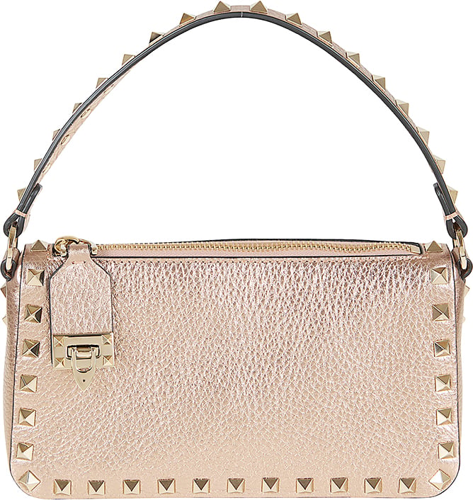 VALENTINO GARAVANI SMALL SHOULDER BAG | ROCKSTUD | VIT.ST.ALCE LAMINATO UNLINED/PLAT.STUDS Paars
