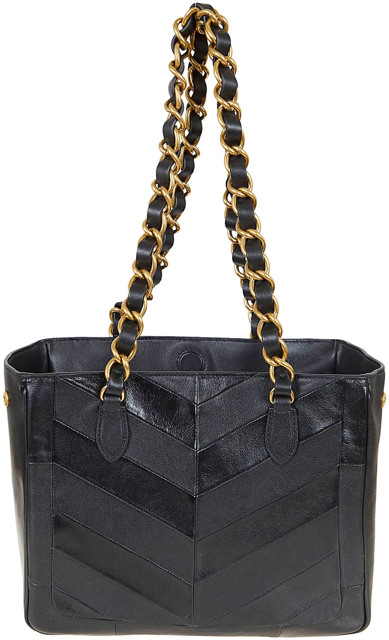 VALENTINO GARAVANI SMALL TOTE | LASEINE | PATCHWORK NAPPA MATTE-NAPPA WAXY/A.GOLD- Zwart