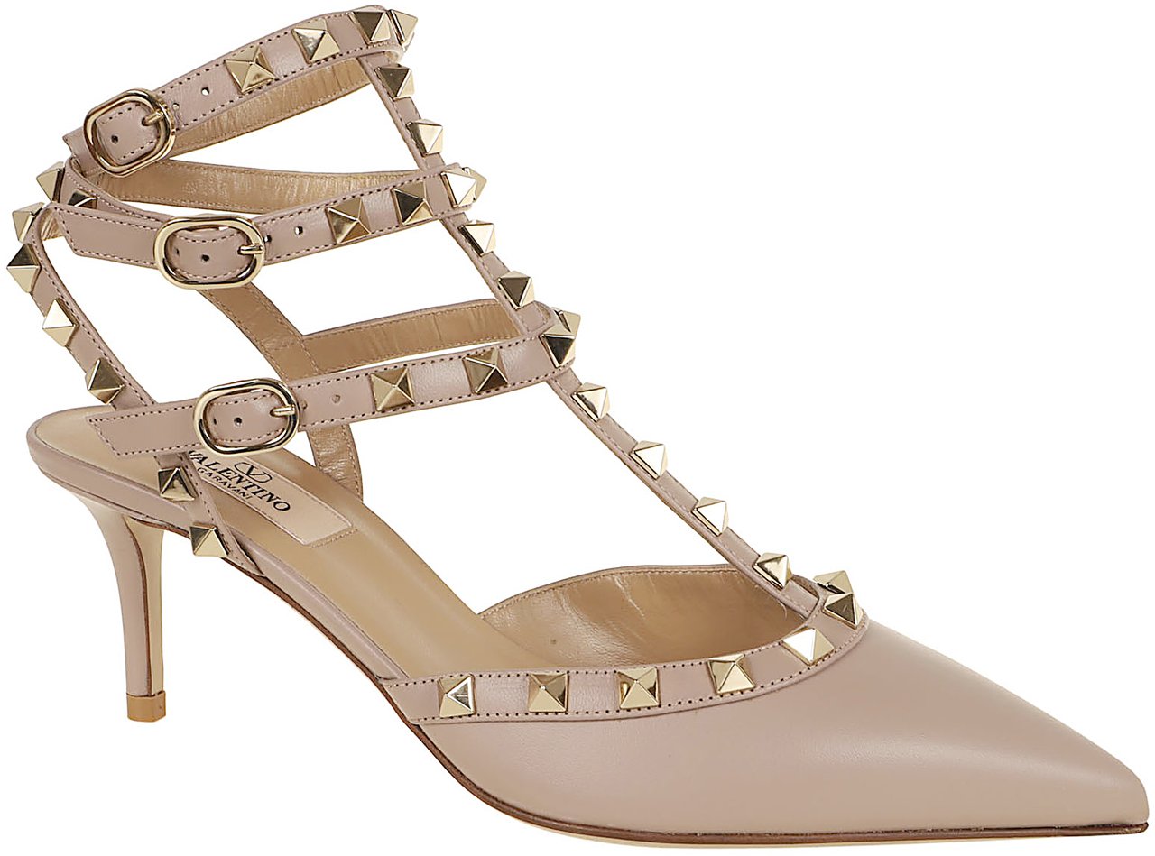 VALENTINO GARAVANI ANKLE STRAP ROCKSTUD T. 65 Beige