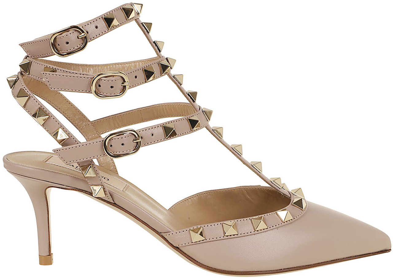 VALENTINO GARAVANI ANKLE STRAP ROCKSTUD T. 65 Beige