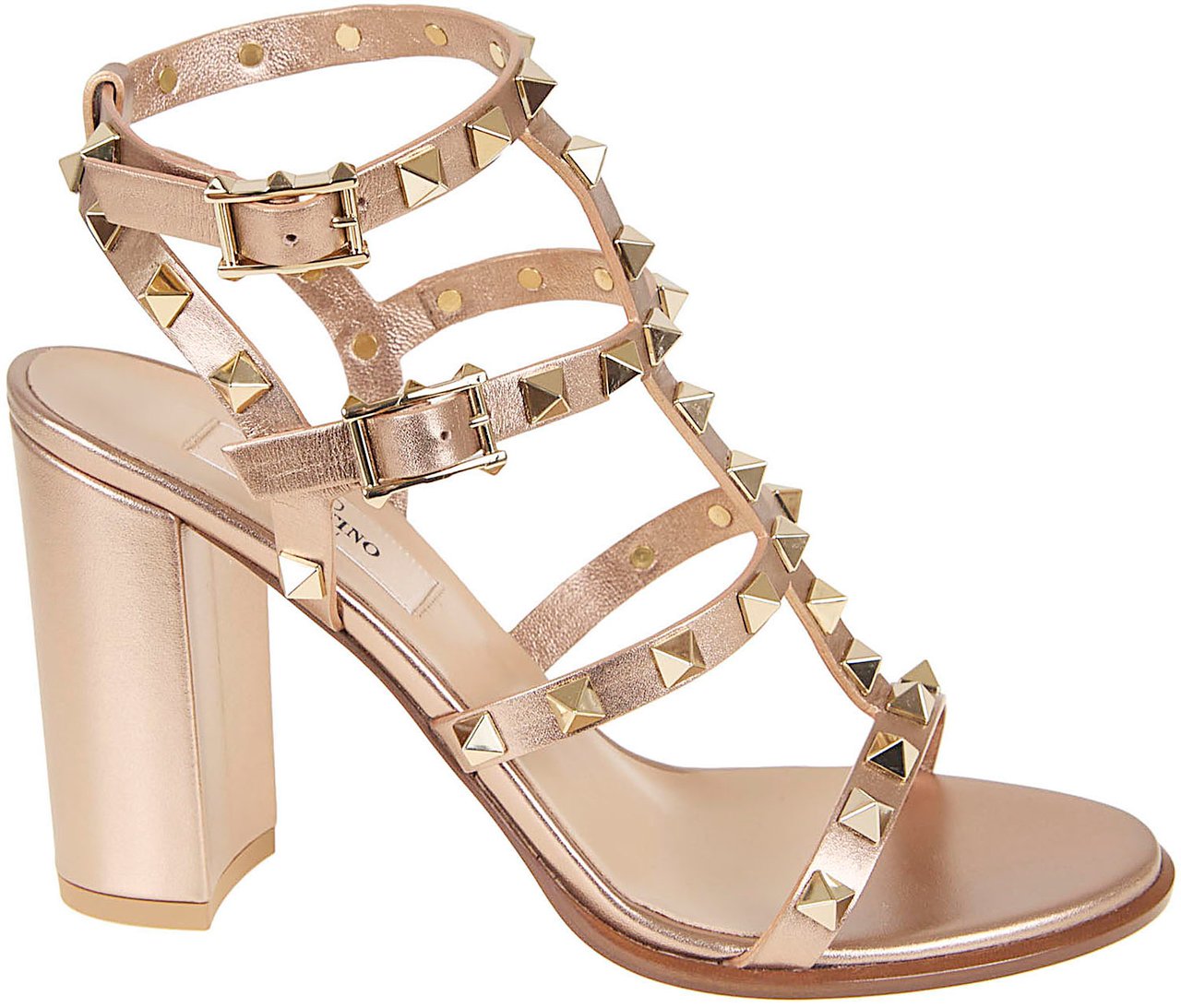 Valentino Garavani VALENTINO GARAVANI SANDAL | ROCKSTUD | T. 90 | VITELLO LAMINATO/PLATINUM STUDS Paars
