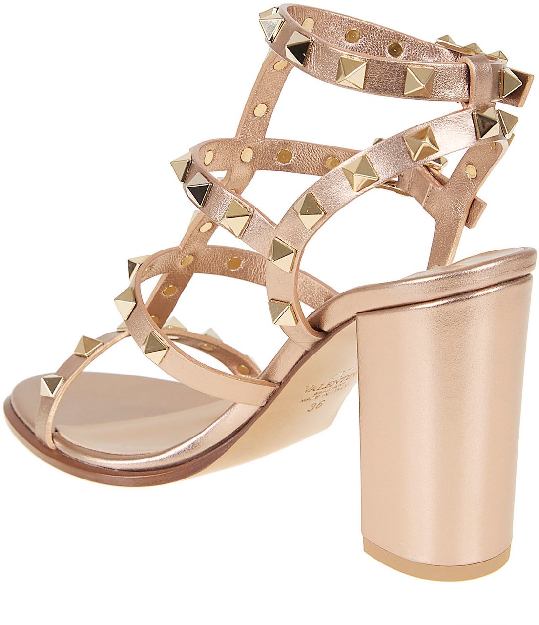 VALENTINO GARAVANI SANDAL | ROCKSTUD | T. 90 | VITELLO LAMINATO/PLATINUM STUDS Paars