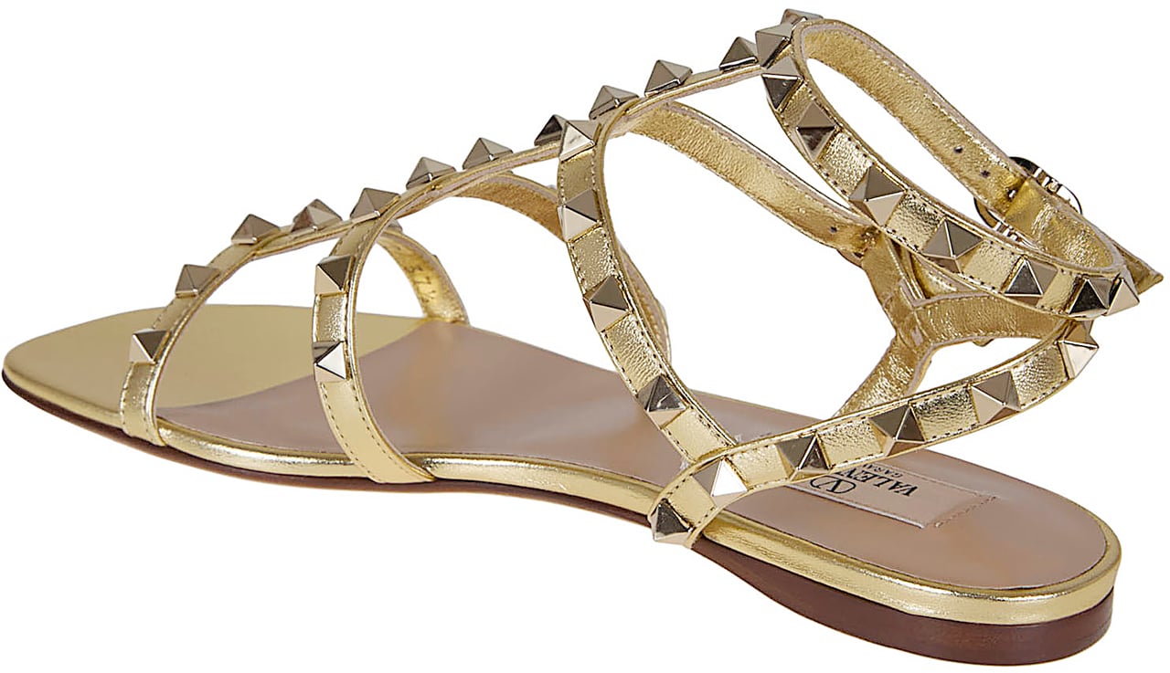 VALENTINO GARAVANI SANDAL | ROCKSTUD | T. 05 | NAPPA LAMINATA/PLATINUM STUDS Zilver