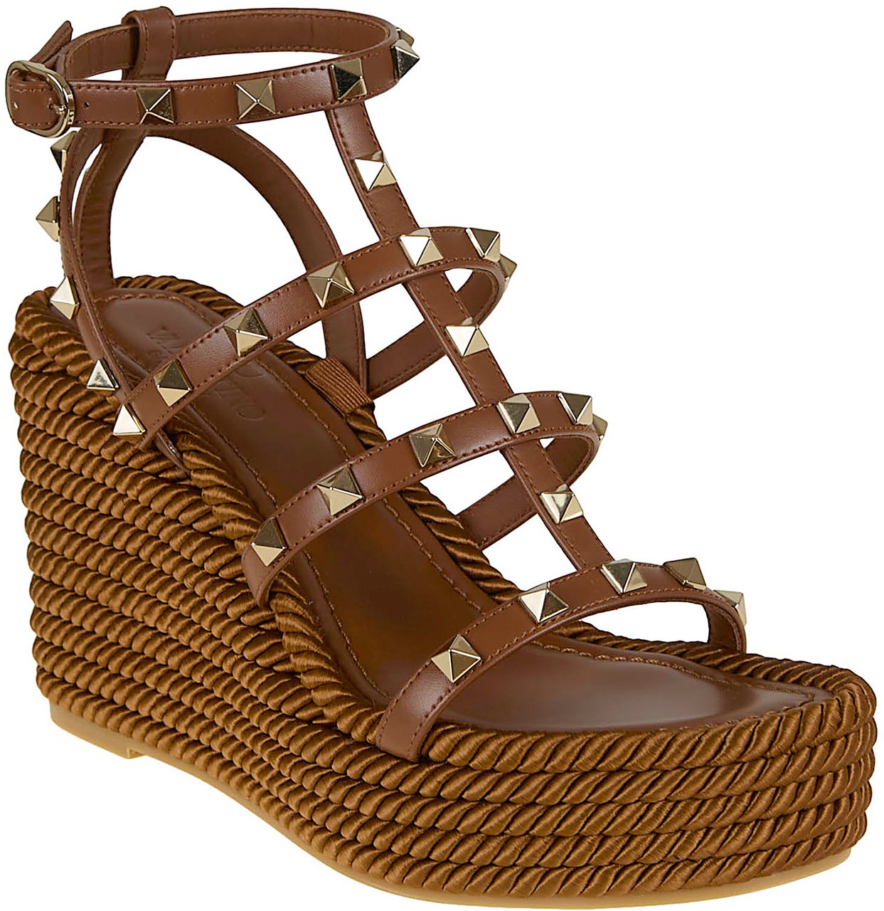 VALENTINO GARAVANI WEDGE ESPADRILLAS ROCKSTUD Maroon