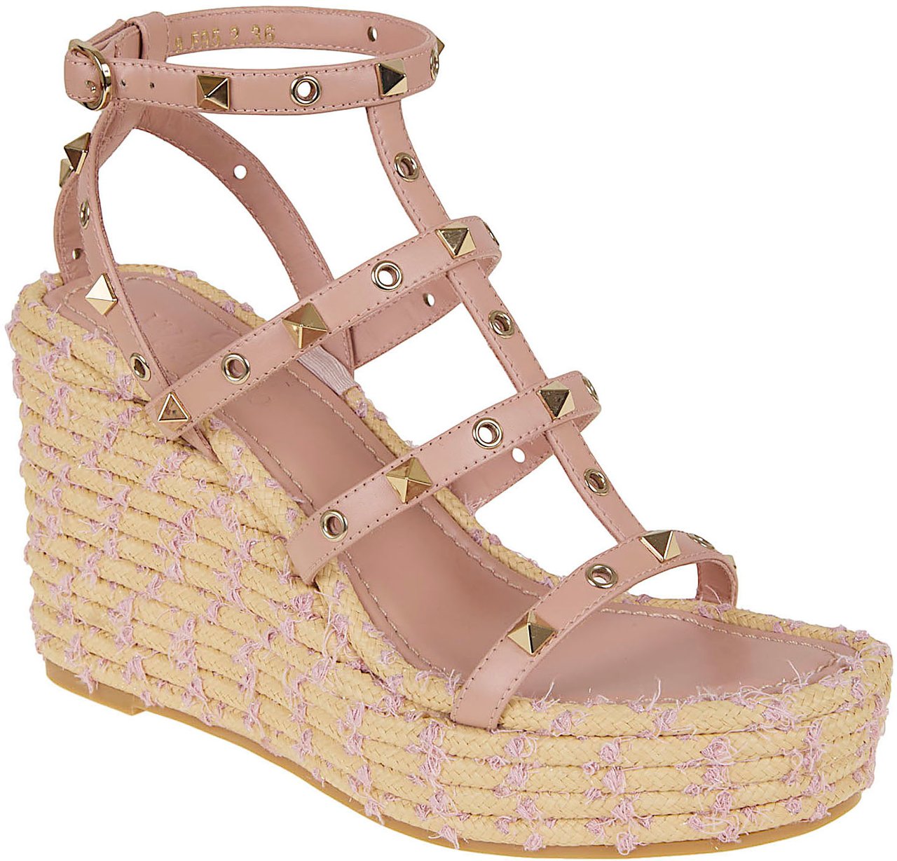 Valentino Garavani VALENTINO GARAVANI WEDGE ESPADRILLAS | ROCKSTUD TORCHON | T. 25/95 | VITELLO/PLATINUM STUDS- EYELETS/RAFIA BI Paars