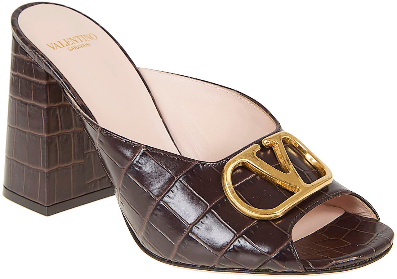 VALENTINO GARAVANI SLIDE | VLOGO SIGNATURE | T. 95 | VITELLO ST. COCCO/A. BRASS LOGO Maroon