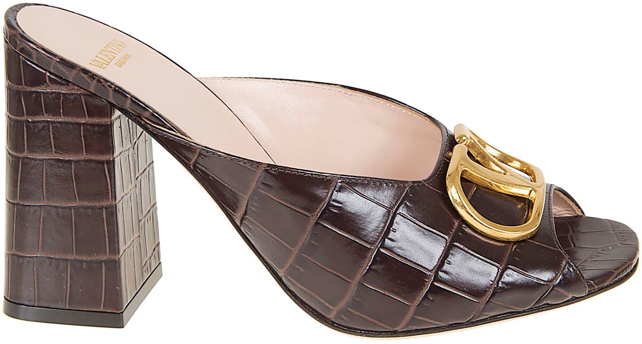 VALENTINO GARAVANI SLIDE | VLOGO SIGNATURE | T. 95 | VITELLO ST. COCCO/A. BRASS LOGO Maroon