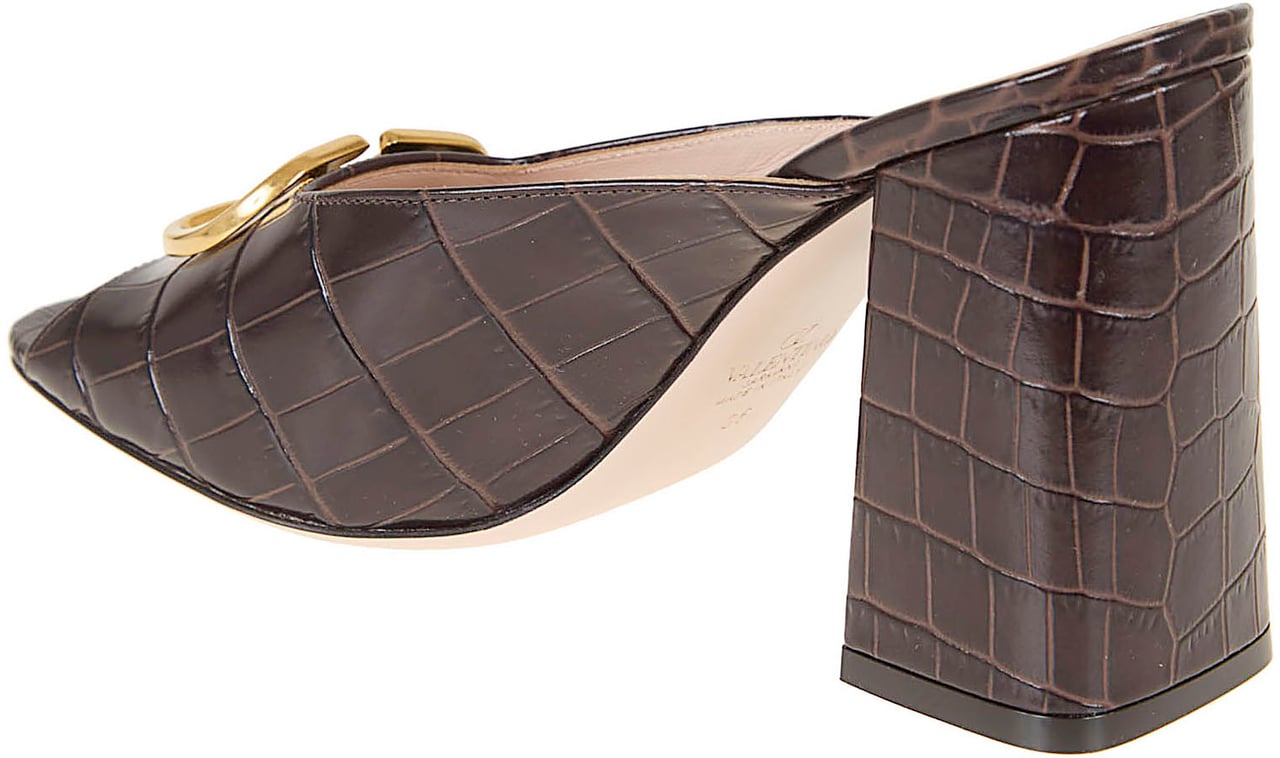 VALENTINO GARAVANI SLIDE | VLOGO SIGNATURE | T. 95 | VITELLO ST. COCCO/A. BRASS LOGO Maroon