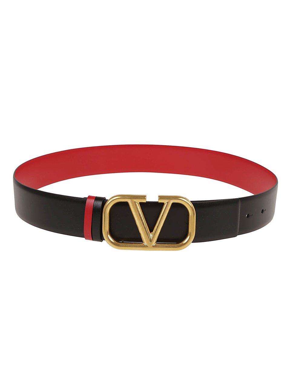 Valentino Garavani Reversible Black Calfskin Belt with VLogo Signature Buckle Zwart