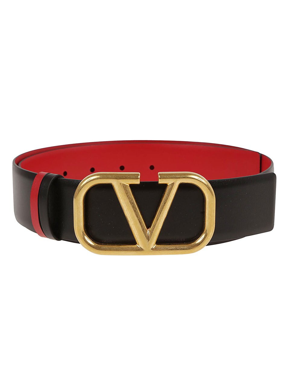 Valentino Garavani Reversible Black Calfskin Belt with VLogo Signature Buckle Zwart
