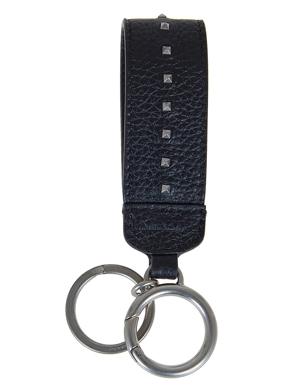 Valentino Garavani Rockstud Key Ring in Grainy Calfskin Leather Zwart