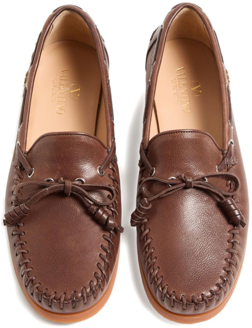 Valentino Garavani Flat Shoes Leather Brown Bruin