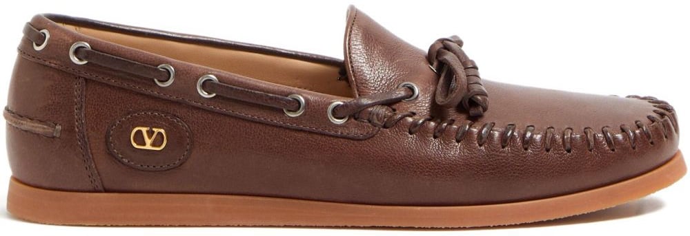 Valentino Garavani Flat Shoes Leather Brown Bruin