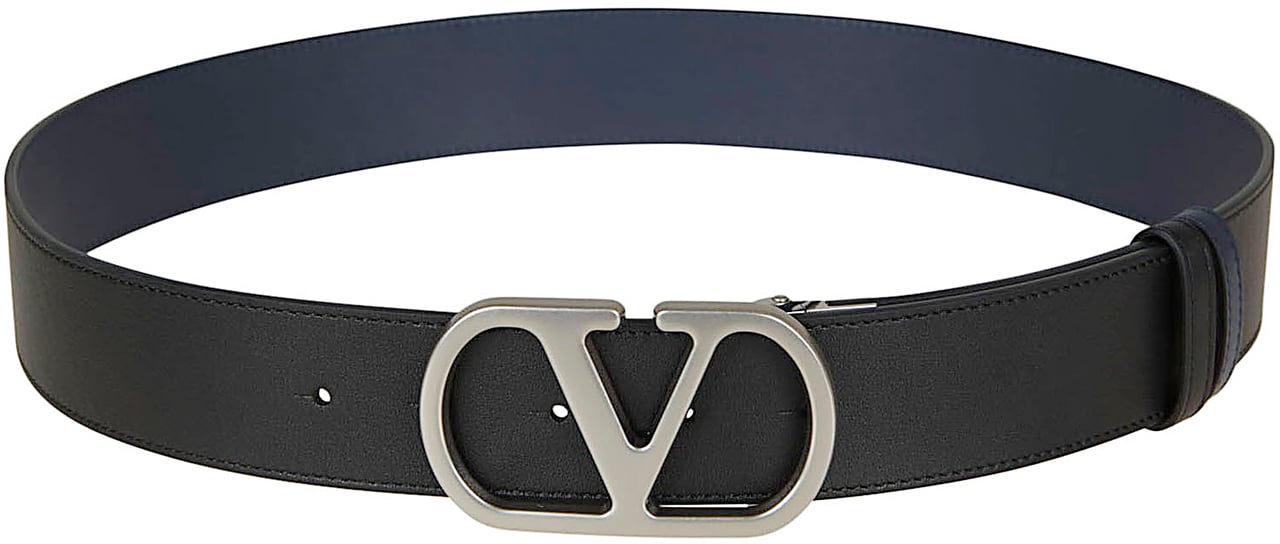 VALENTINO GARAVANI BELT H. 40 REVERSIBILE | VLOGO SIGNATURE. | BOX CALF S./VINTAGE PALLADIUM LOGO Zwart