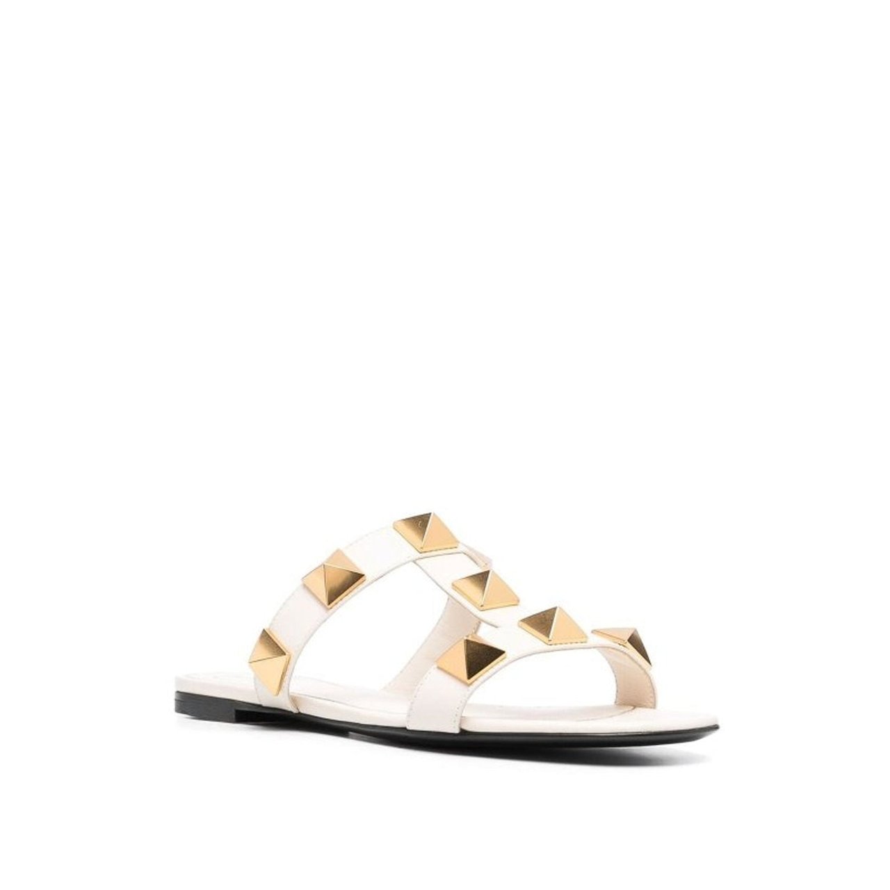 Valentino Garavani Valentino Garavani Roman Stud Leather Flat Sandals Wit