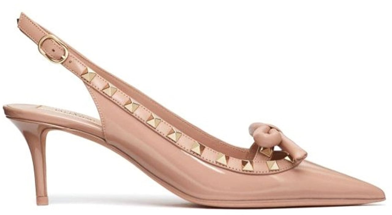 Valentino Garavani Valentino Garavani Leather Slingback Pumps Beige