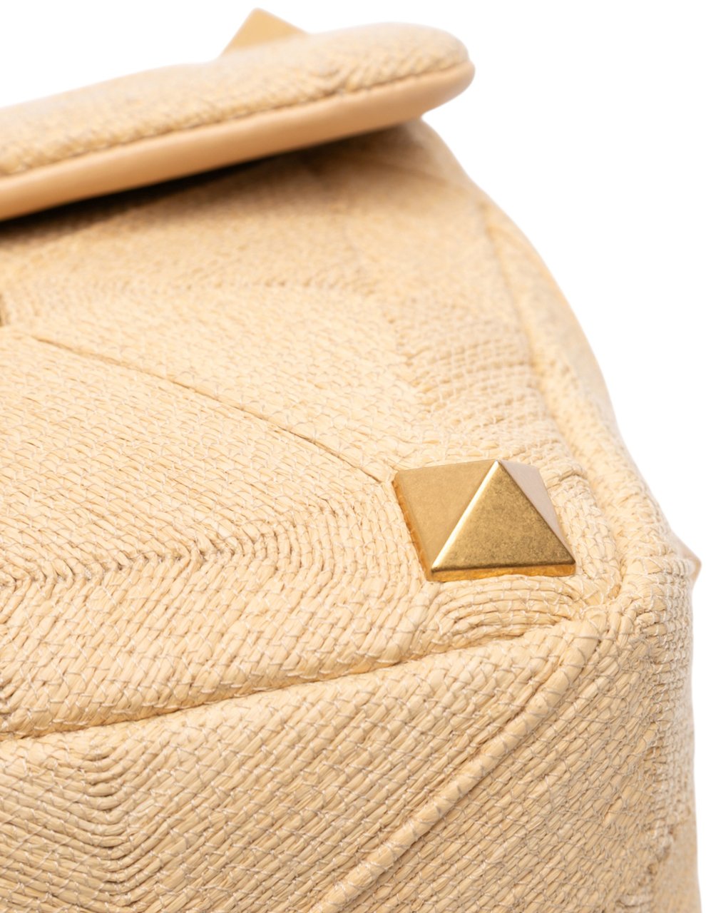 Valentino Large Raffia Roman Stud Satchel Bruin