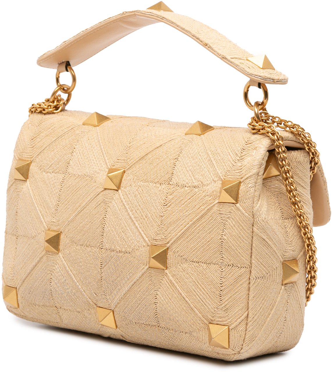 Valentino Large Raffia Roman Stud Satchel Bruin