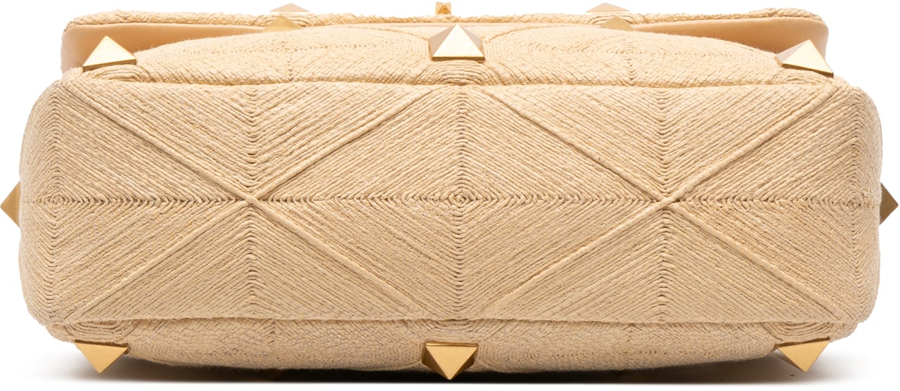 Valentino Large Raffia Roman Stud Satchel Bruin