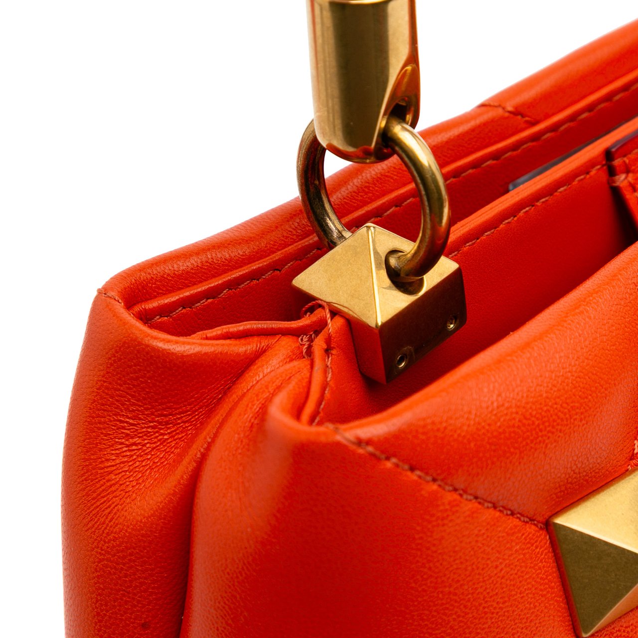 Valentino Small Nappa Roman Stud The Handle Bag Oranje