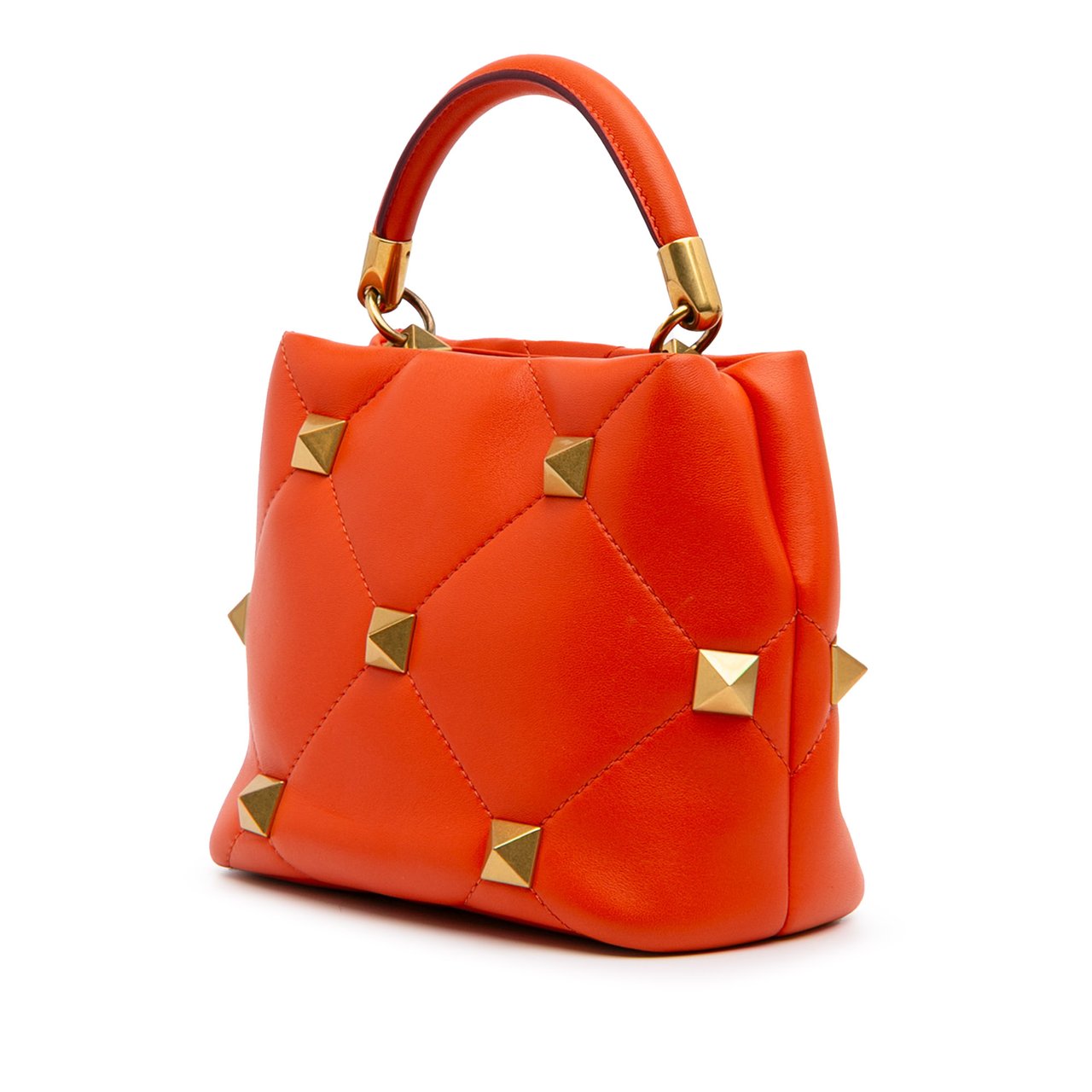 Valentino Small Nappa Roman Stud The Handle Bag Oranje