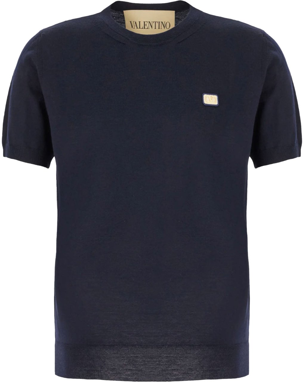 Valentino SHORT SLEEVE KNITWEAR VLOGO SIGNATURE NAVY Blauw