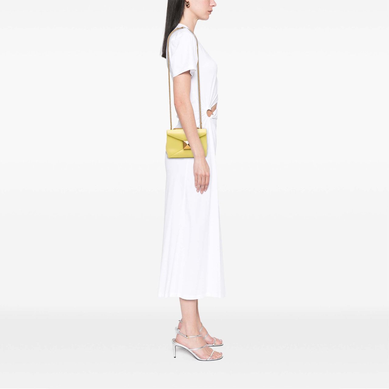Valentino Nappa One Stud Chain Shoulder Bag Geel