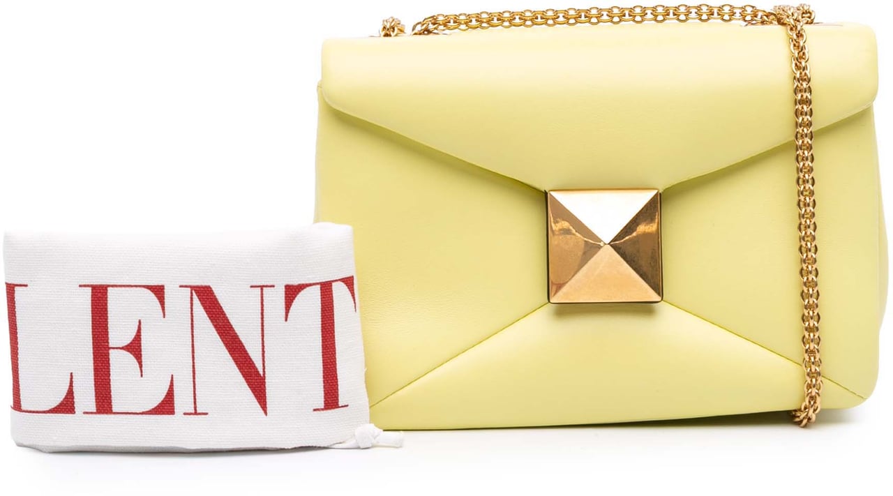 Valentino Nappa One Stud Chain Shoulder Bag Geel