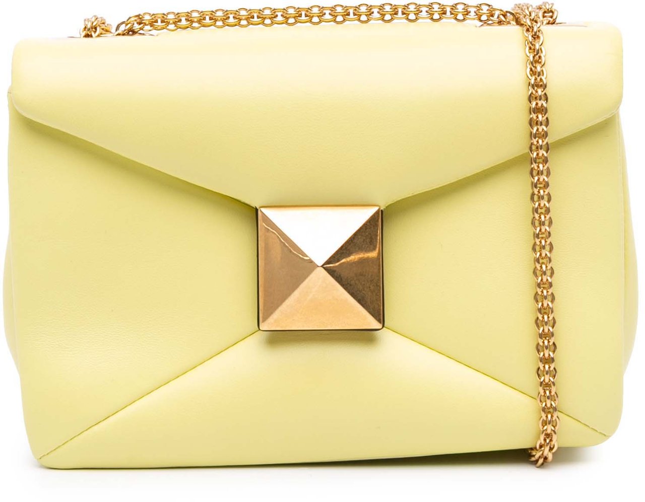Valentino Nappa One Stud Chain Shoulder Bag Geel