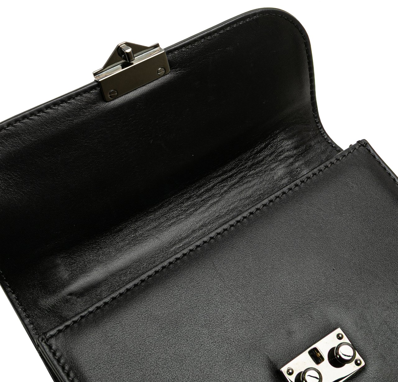Valentino Small Leather Rockstud Glam Lock Crossbody Zwart