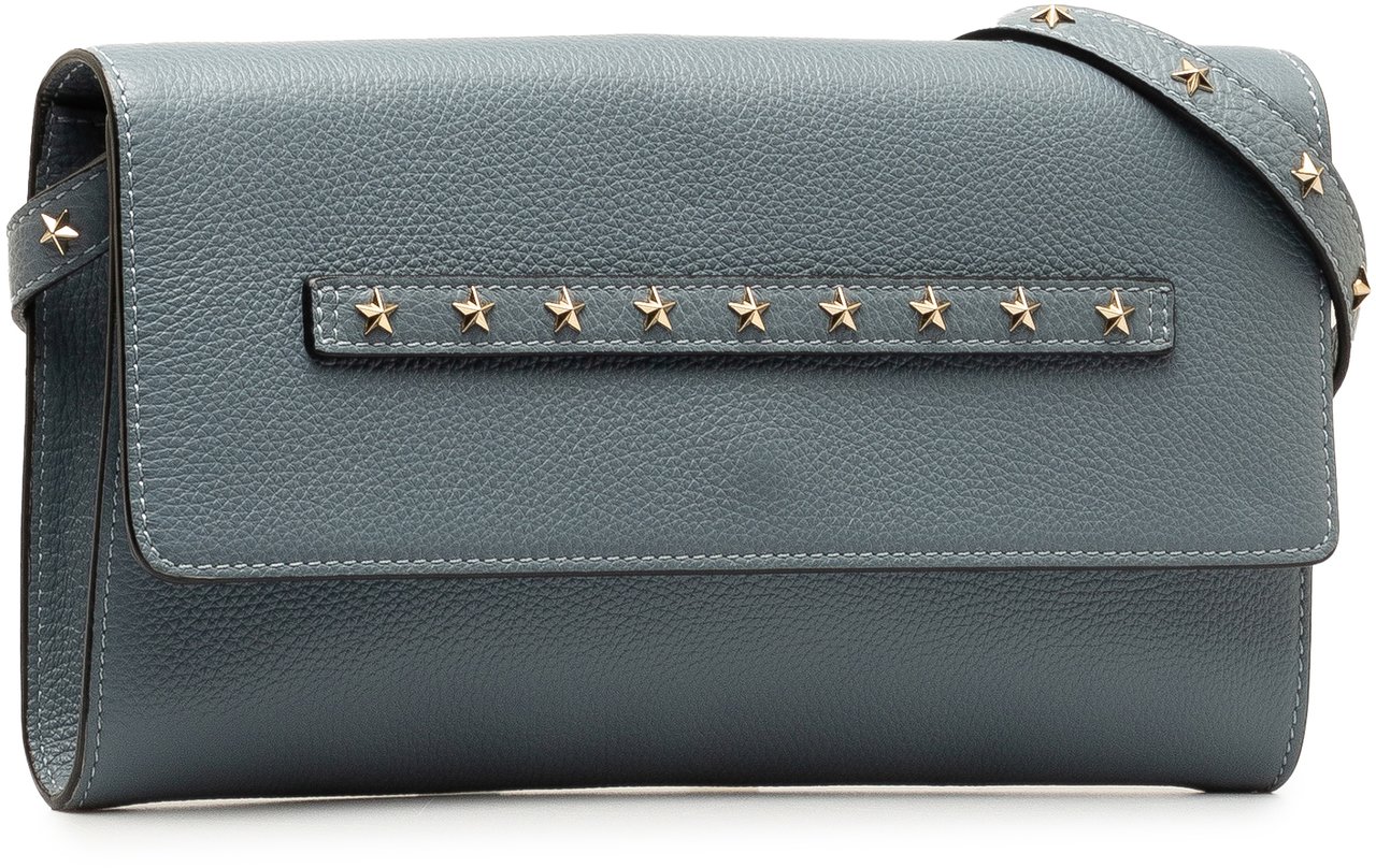 Valentino Leather Star Studded Crossbody Blauw