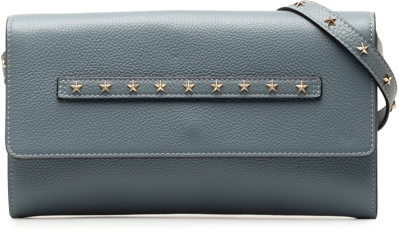 Valentino Leather Star Studded Crossbody Blauw