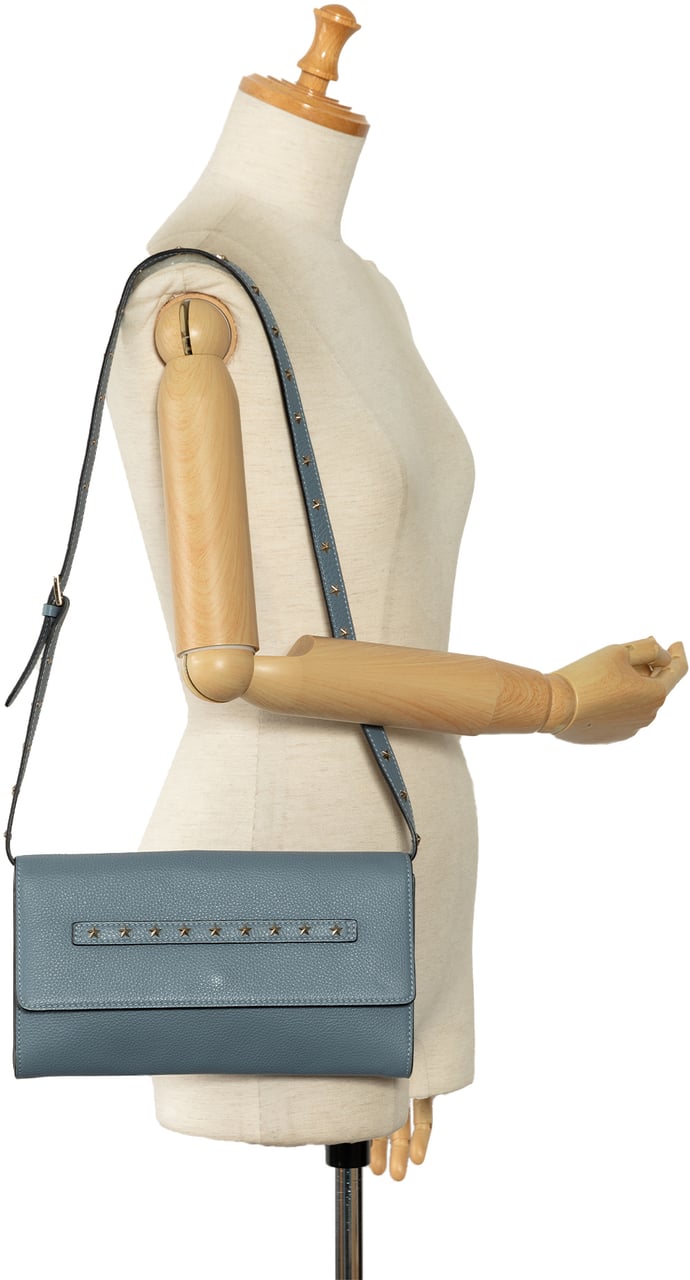 Valentino Leather Star Studded Crossbody Blauw