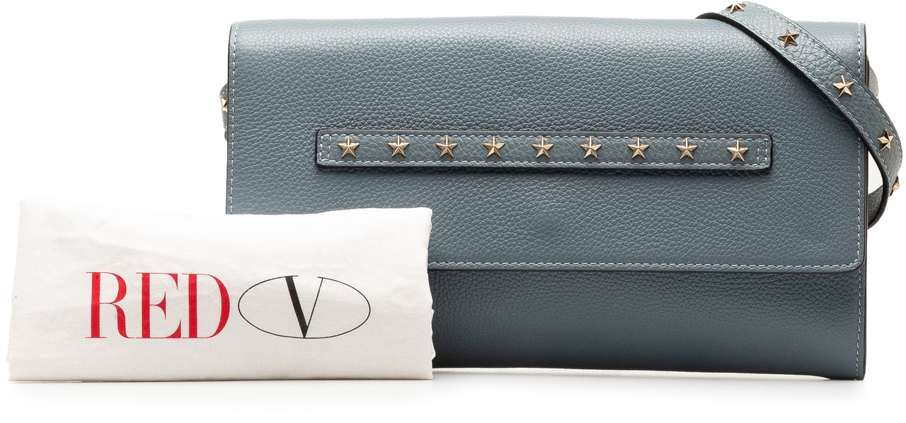 Valentino Leather Star Studded Crossbody Blauw