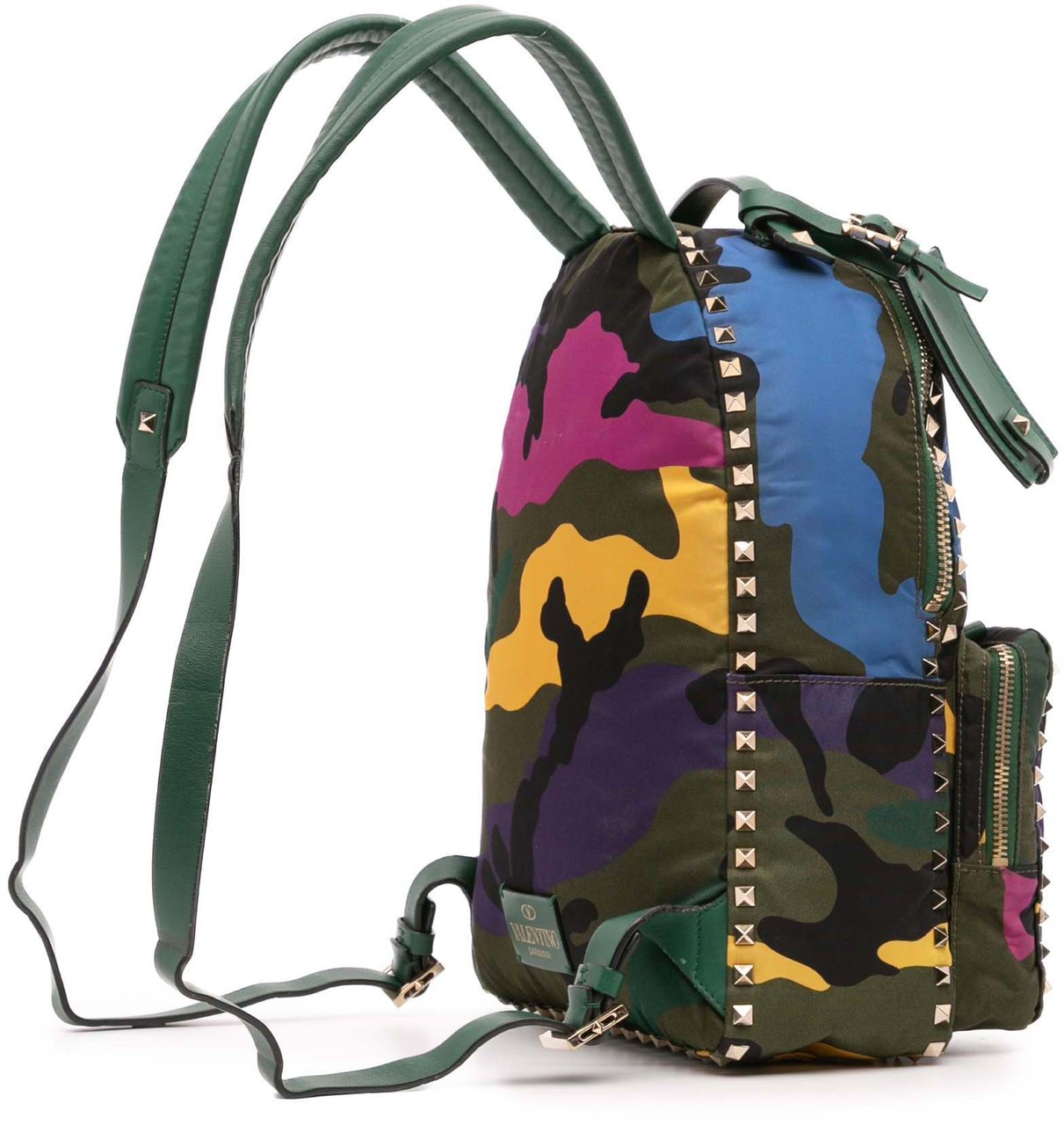 Valentino Printed Nylon Camouflage Rockstud Backpack Groen