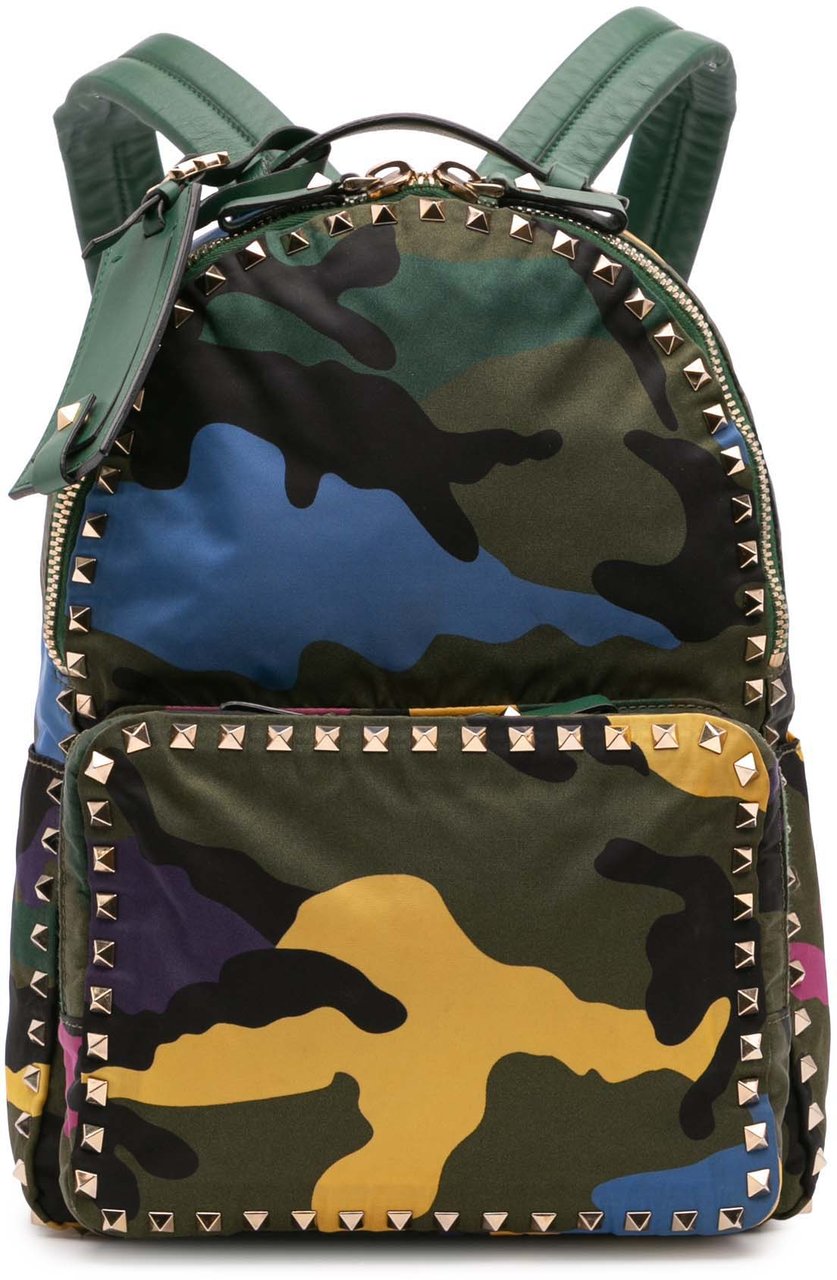 Valentino Printed Nylon Camouflage Rockstud Backpack Groen