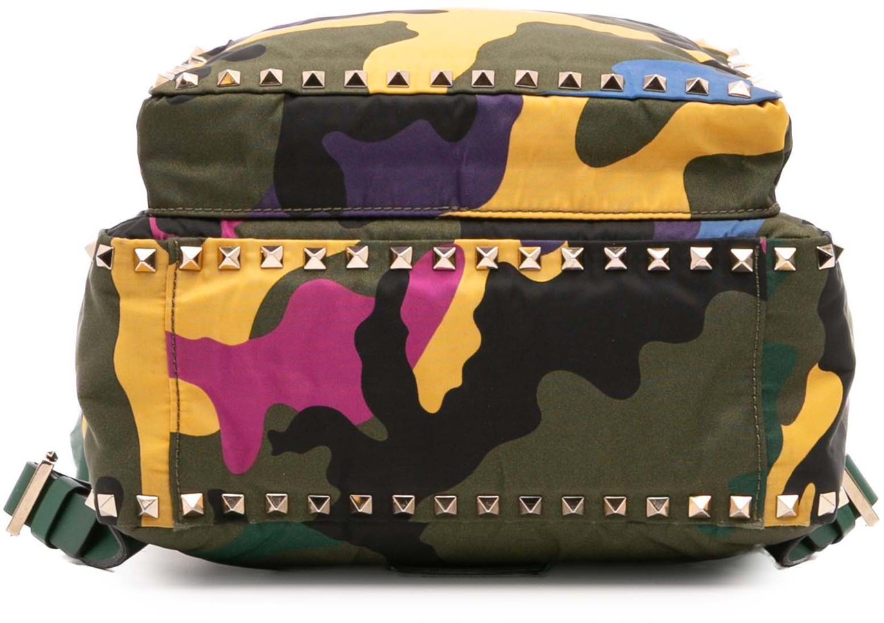 Valentino Printed Nylon Camouflage Rockstud Backpack Groen