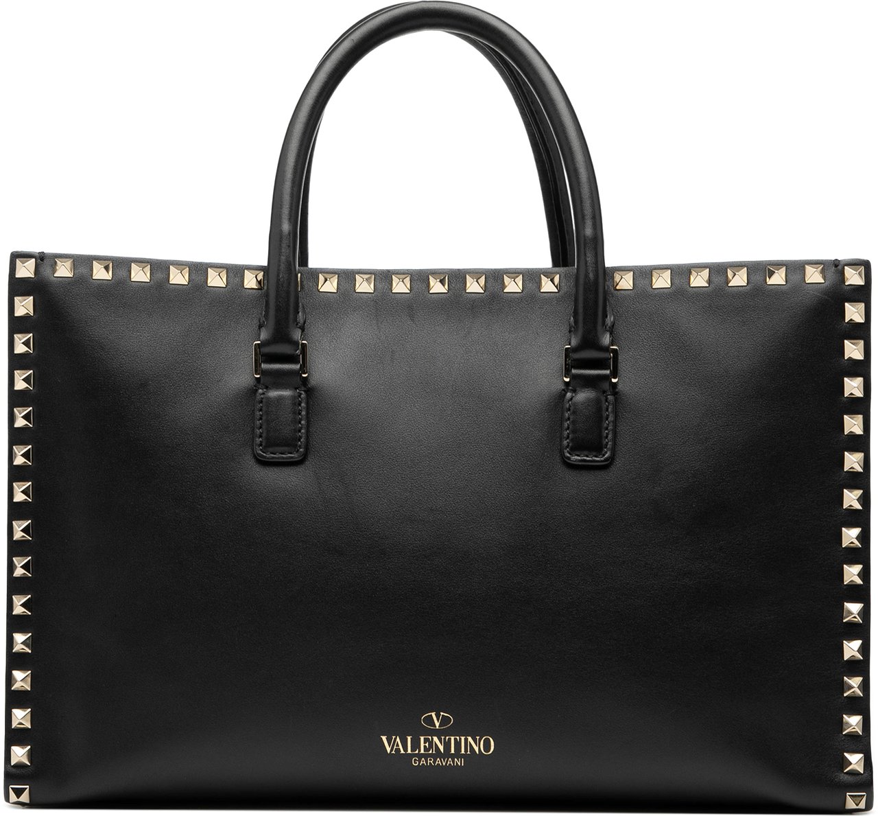Valentino Leather Rockstud Convertible Tote Zwart