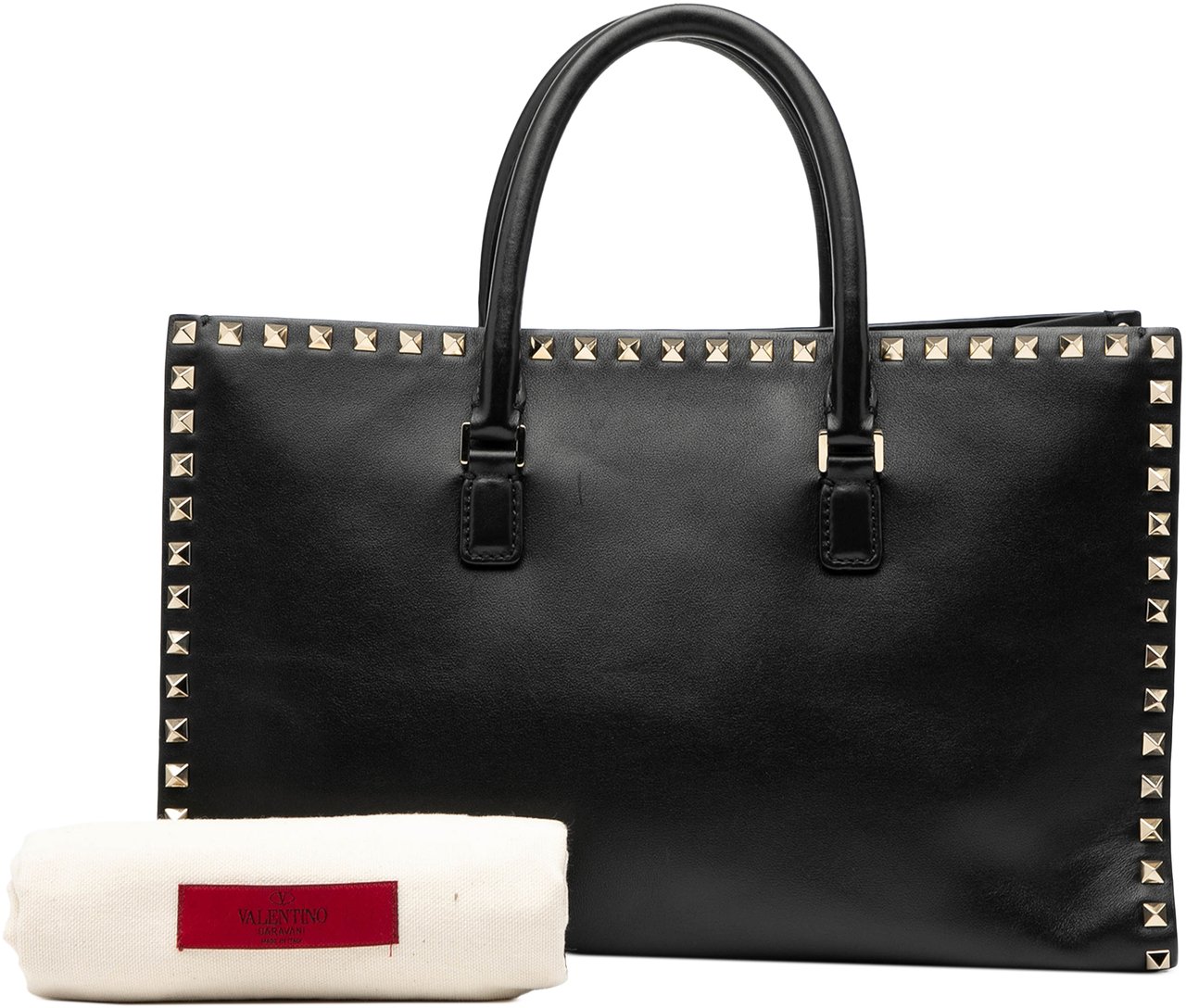 Valentino Leather Rockstud Convertible Tote Zwart