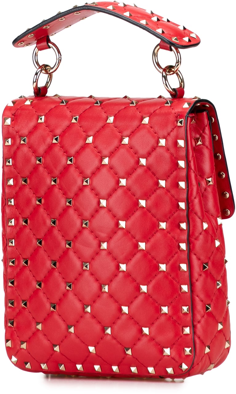 Valentino Nappa Rockstud Spike Vertical Satchel Rood