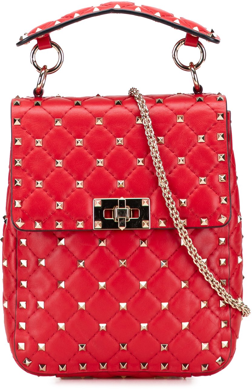 Valentino Nappa Rockstud Spike Vertical Satchel Rood