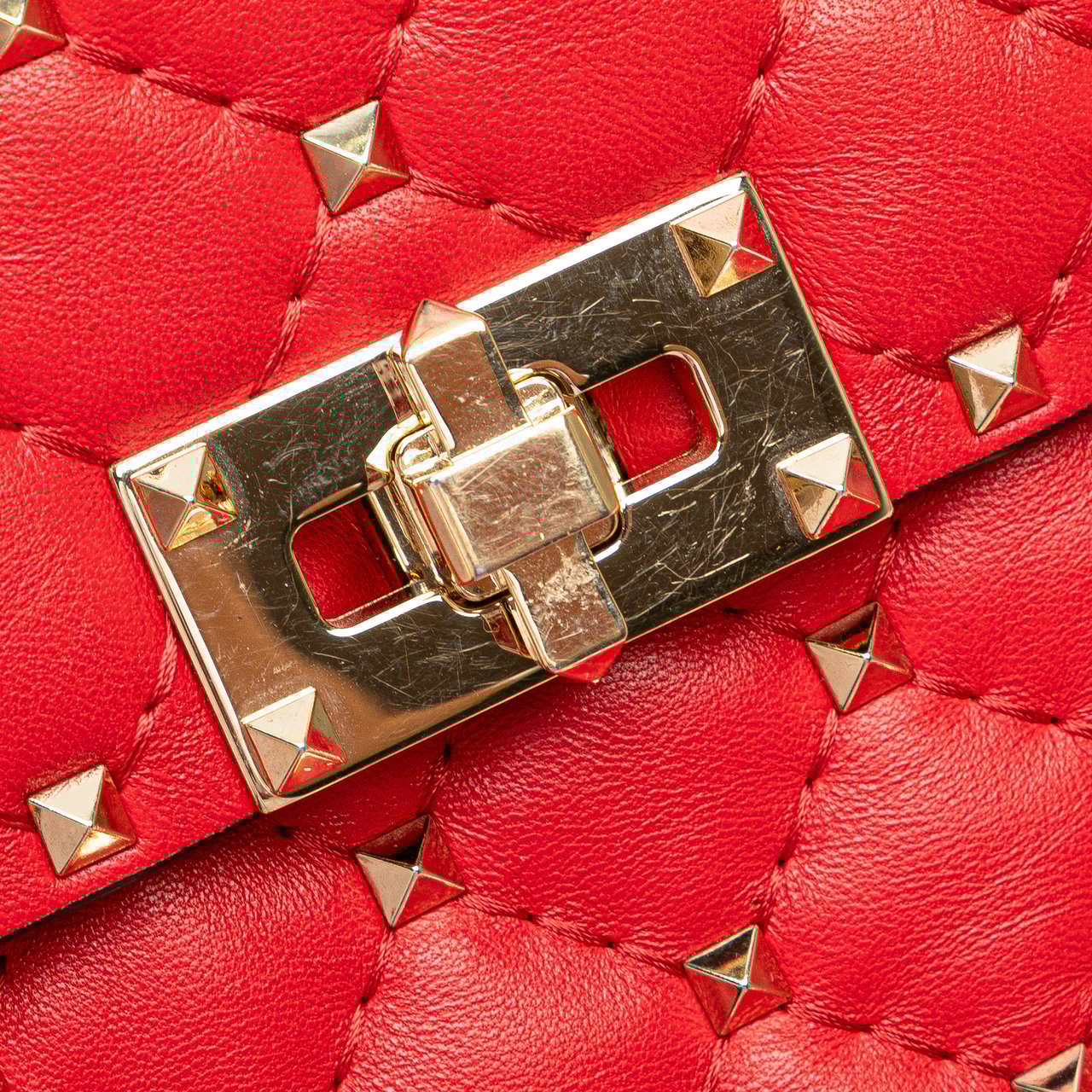 Valentino Nappa Rockstud Spike Vertical Satchel Rood