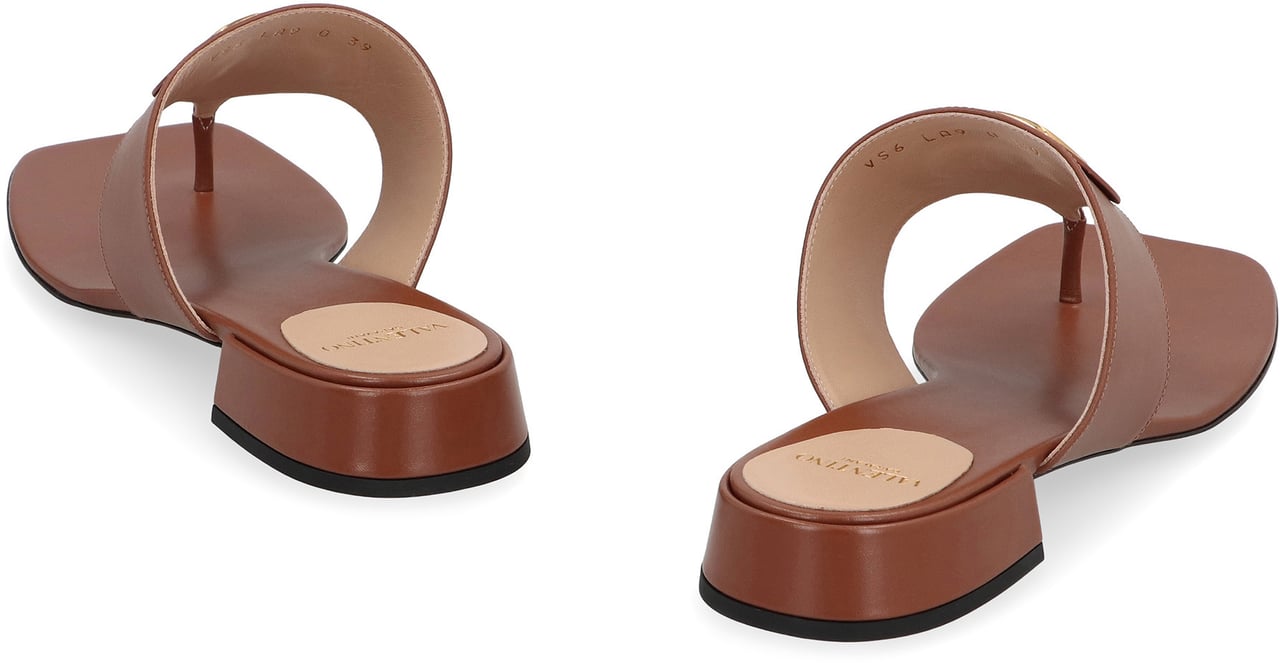 Valentino VLogo Signature Leather slides Bruin