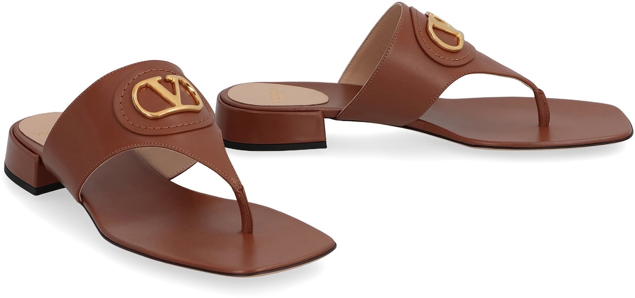 Valentino VLogo Signature Leather slides Bruin