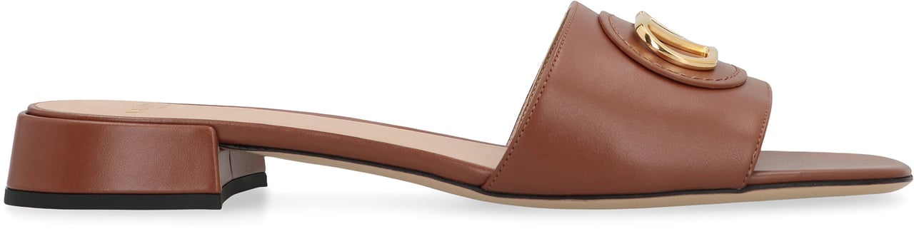 Valentino VLogo Signature Leather slides Bruin