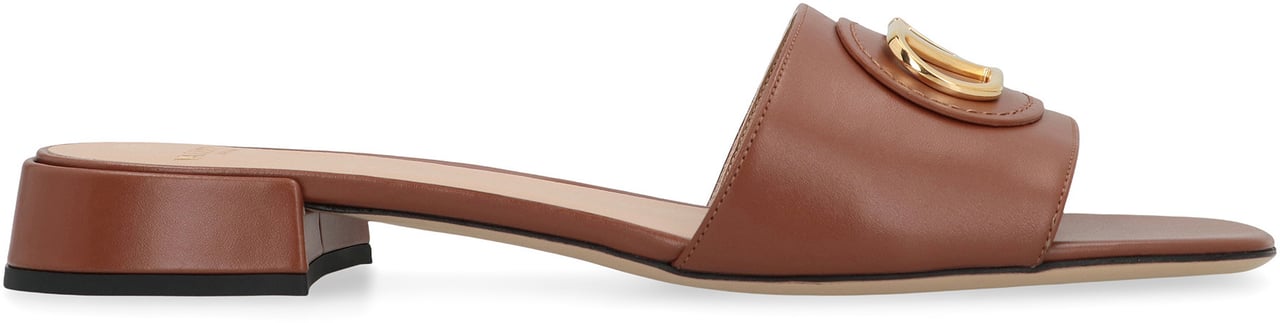 Valentino VLogo Signature Leather slides Bruin