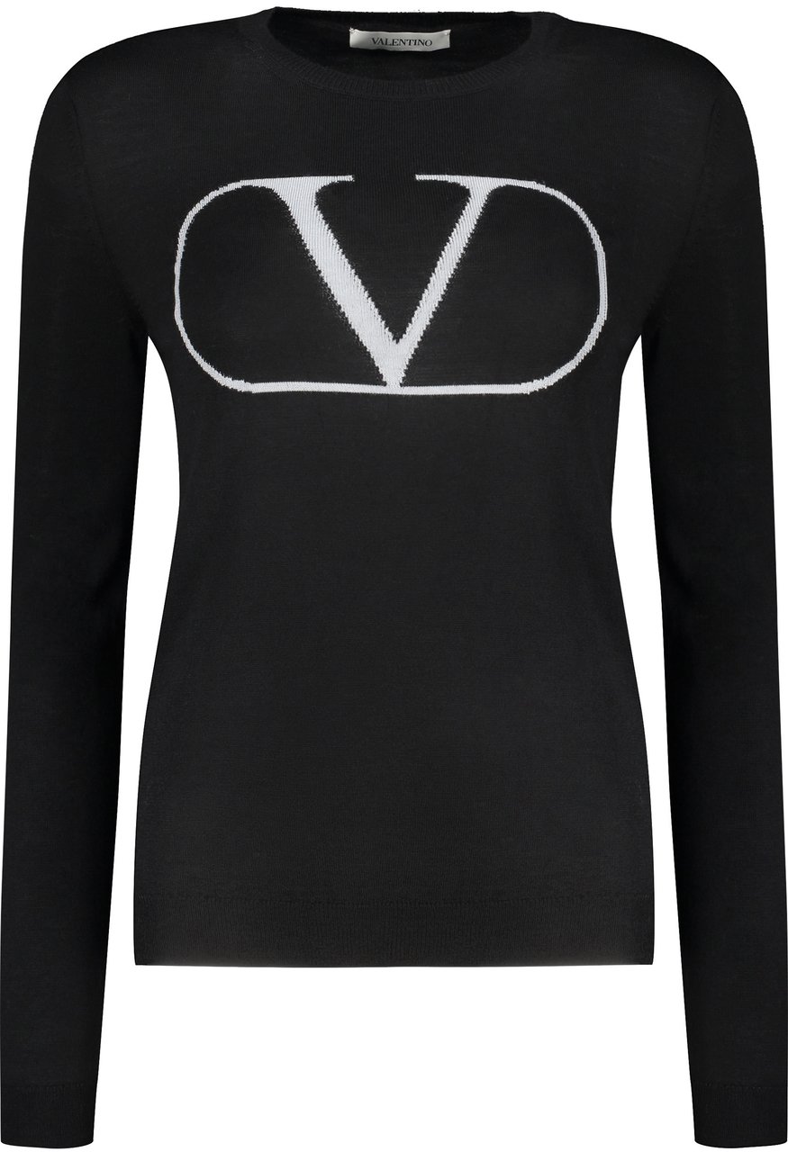 Valentino Long sleeve crew-neck sweater Zwart