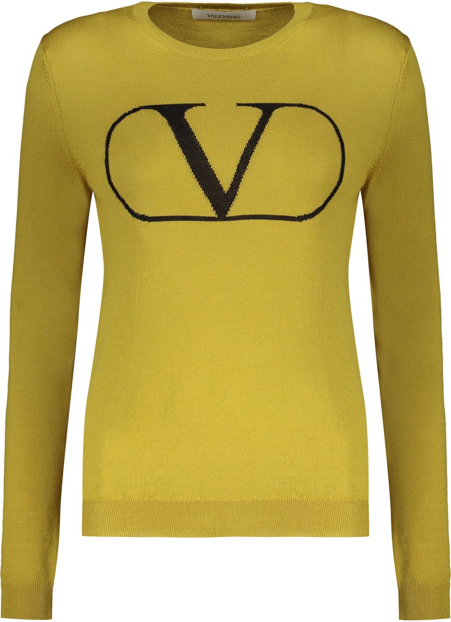 Valentino Long sleeve crew-neck sweater Geel